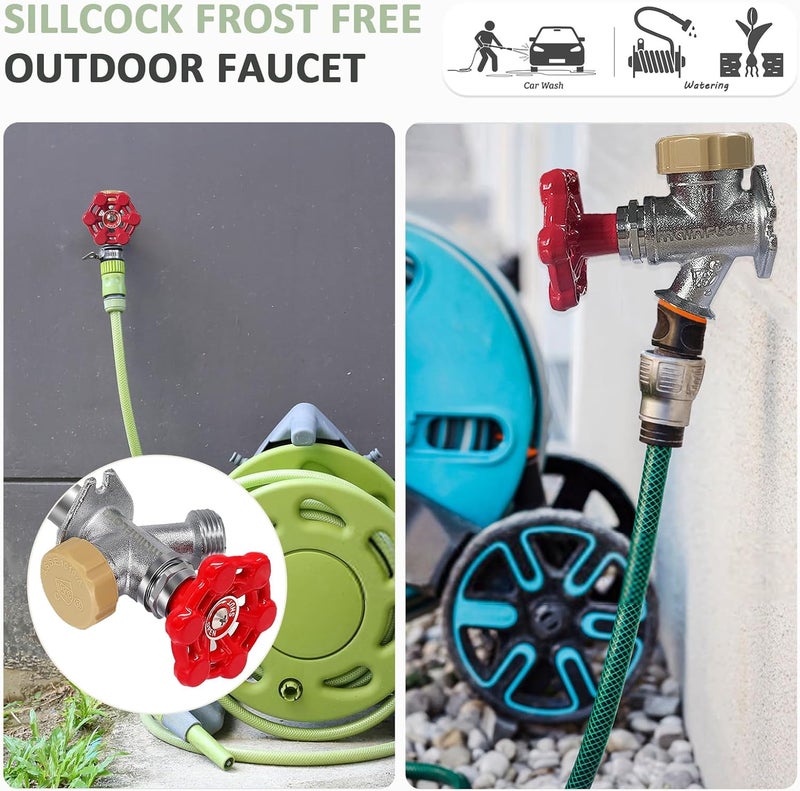 Young Dance 12inch Anti-Siphon Frost Free Sillcock, No Lead Brass Frost Proof Outdoor Faucet Bib with Backflow Preventer, 1/2" Push-to-Fit Connector X 3/4 Inch Hose Bibb Frost Free Spigot - Image 4